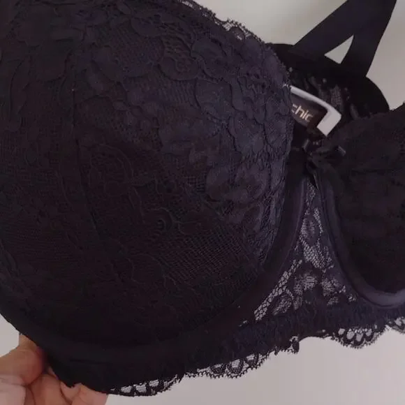 NWT City Chic Women's Size 40G Giselle Contour Underwired Demi Bra Black Lace - Picture 5 of 9